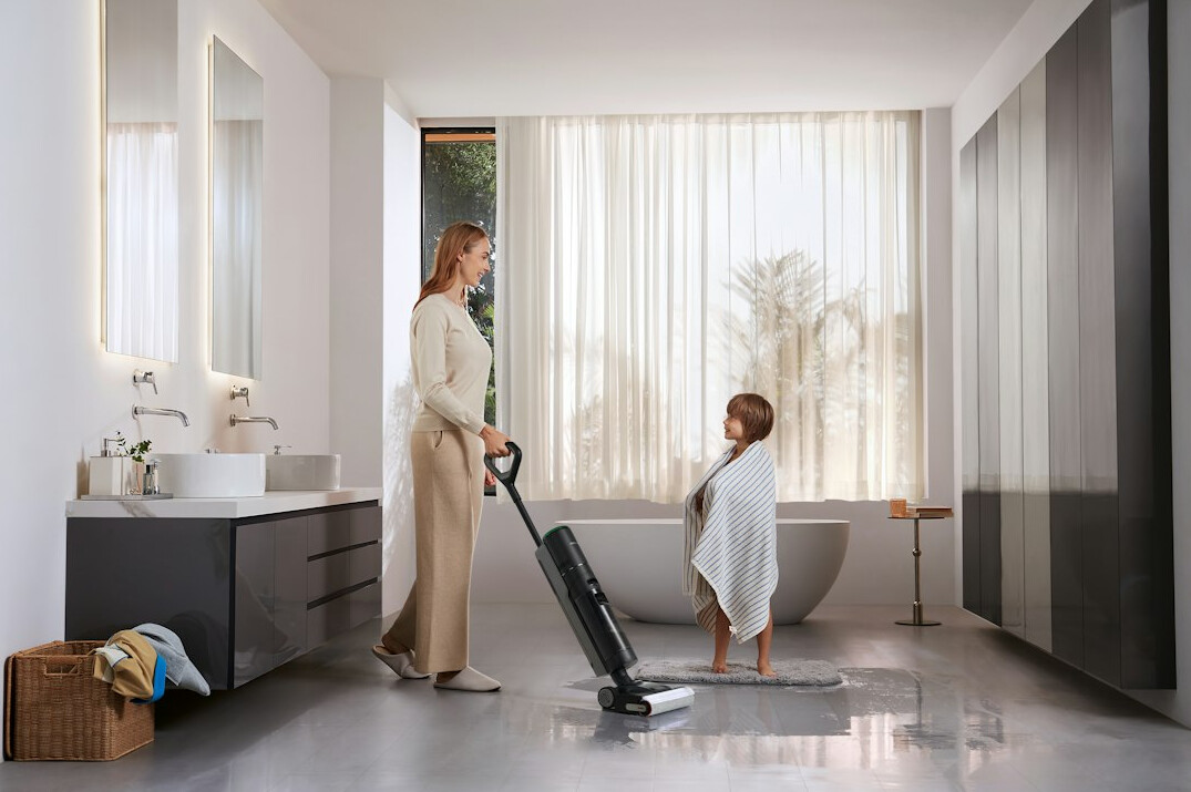family cleaning together at home
