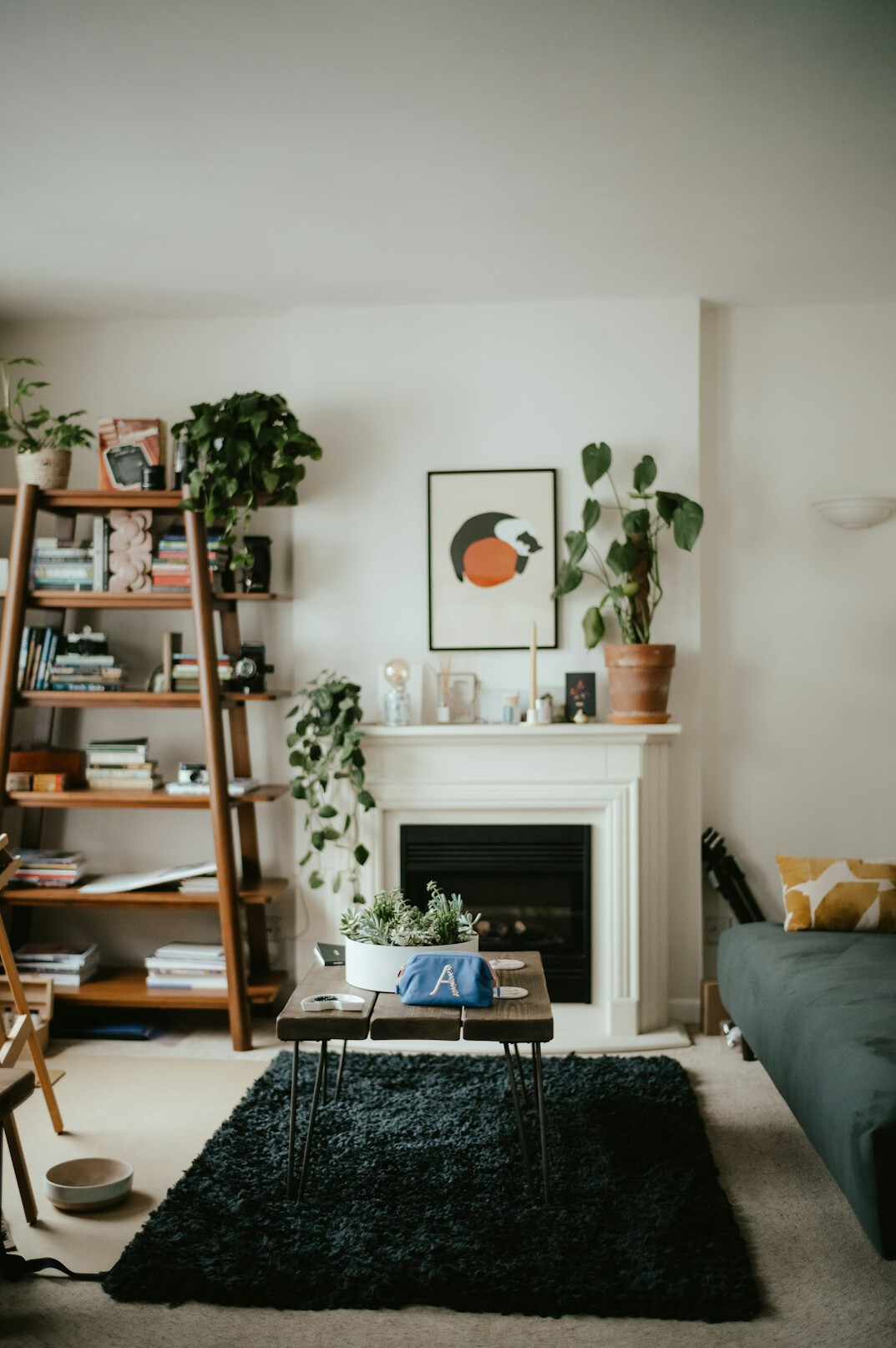 tidy living room with storage