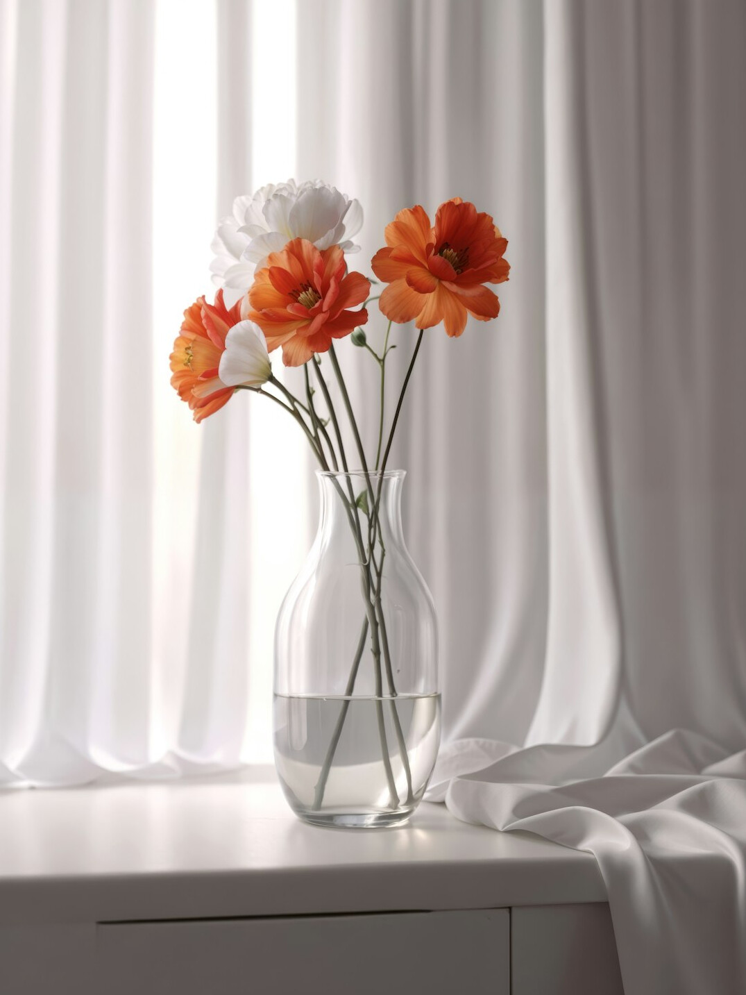 glass jar vase with flowers